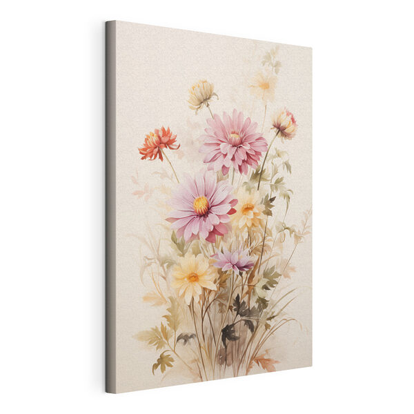 Schilderij van bloemen op een witte achtergrond Canvas Schilderijen Schilderij van bloemen op een witte achtergrond