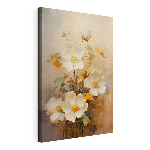 Schilderij van witte bloemen Canvas Schilderijen Schilderij van witte bloemen