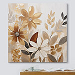 Canvas Schilderijen Schilderij van bloemen en bladeren