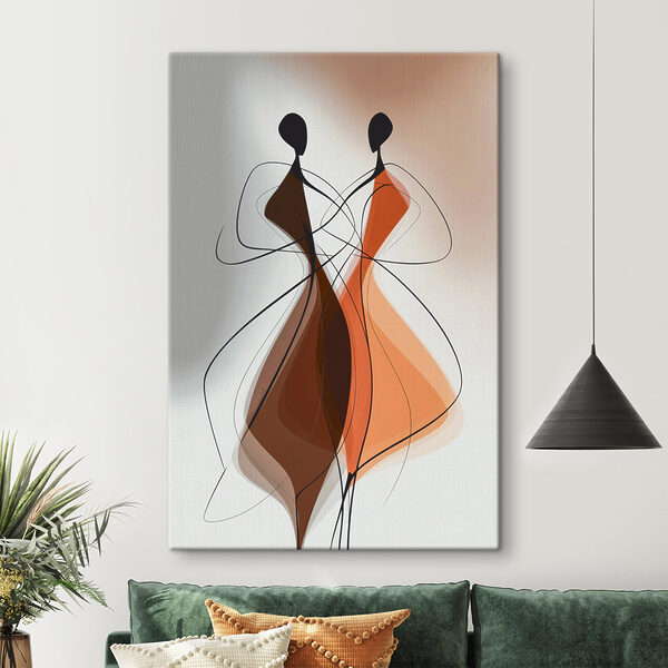 Tekening van twee vrouwen in jurken Canvas Schilderijen Tekening van twee vrouwen in jurken