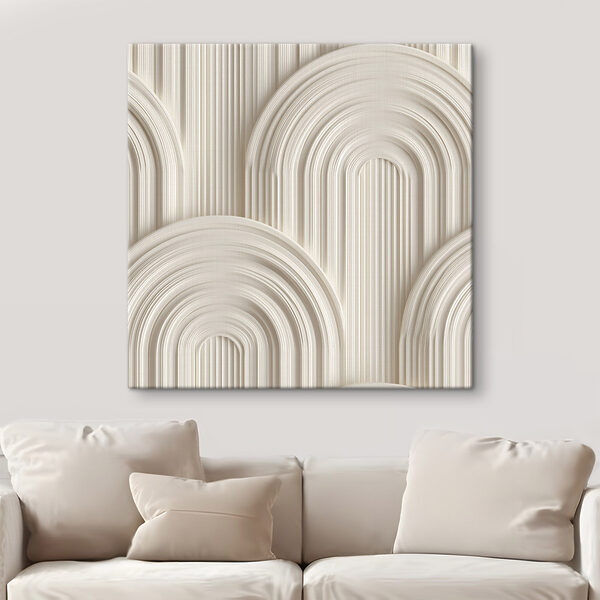 Canvas Schilderijen Witte muur met gebogen vormen