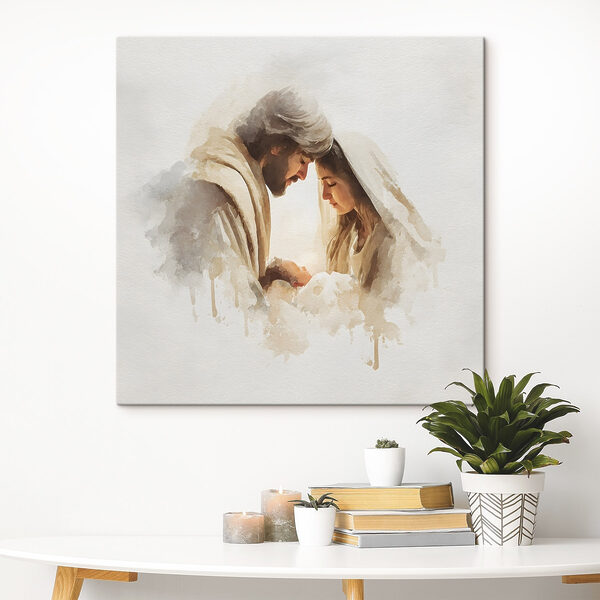 Een man en een vrouw in dekens die elkaar aankijken Canvas Schilderijen Een man en een vrouw in dekens die elkaar aankijken