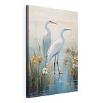 Canvas Schilderijen Schilderij van vogels die in het water staan