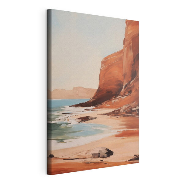 Canvas Schilderijen Schilderij van een strand en kliffen