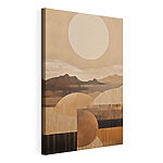 Canvas Schilderijen Schilderij van bergen en de zon