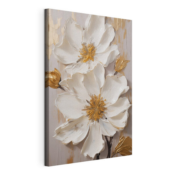 Elegante bloesems met subtiele gouden accenten Canvas Schilderijen Elegante bloesems met subtiele gouden accenten
