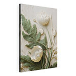 Canvas Schilderijen Witte en groene bloem