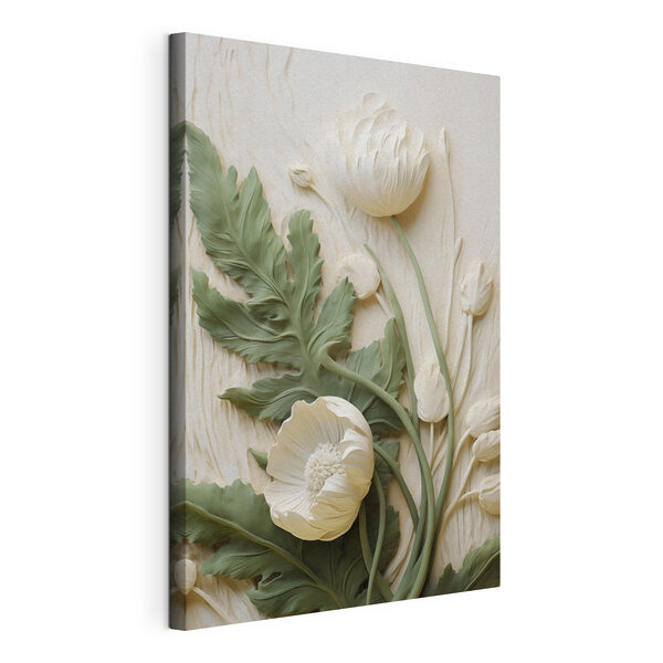 Canvas Schilderijen Witte en groene bloem