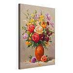 Canvas Schilderijen Schilderij van bloemen in een vaas