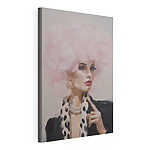 Canvas Schilderijen Schilderij van een vrouw met roze, pluizig haar
