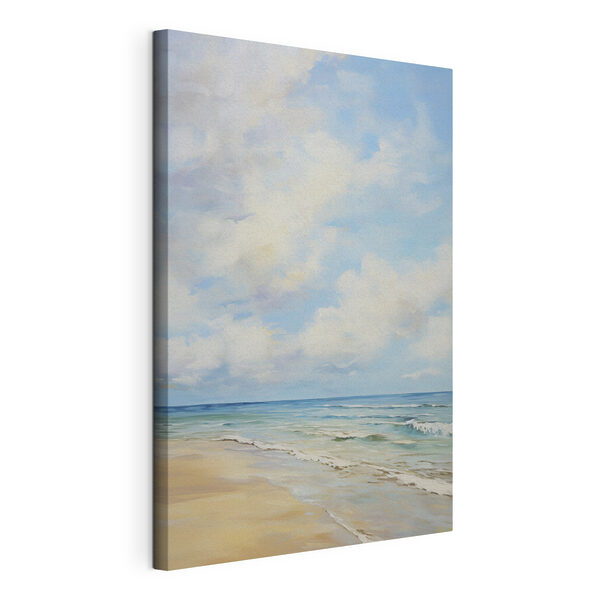 Canvas Schilderijen Schilderij van een strand en de zee