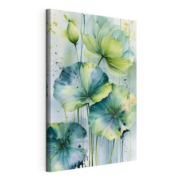 Canvas Schilderijen Schilderij van groene en blauwe bladeren
