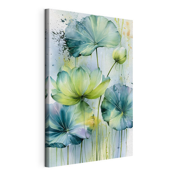 Schilderij van bloemen en bladeren Canvas Schilderijen Schilderij van bloemen en bladeren