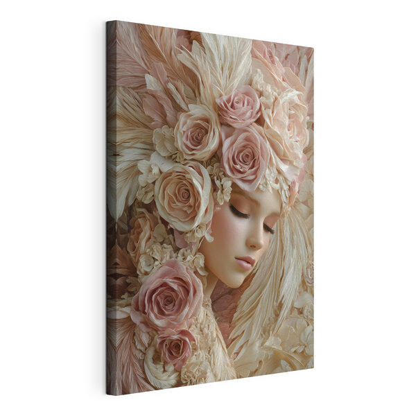 Mannequin met bloemen in haar haar Canvas Schilderijen Mannequin met bloemen in haar haar