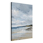 Canvas Schilderijen Strand met een waterpartij en heuvels