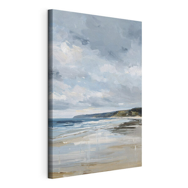 Strand met een waterpartij en heuvels Canvas Schilderijen Strand met een waterpartij en heuvels