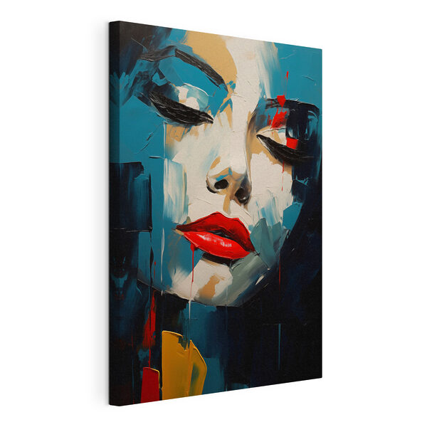 Schilderij van het gezicht van een vrouw Canvas Schilderijen Schilderij van het gezicht van een vrouw
