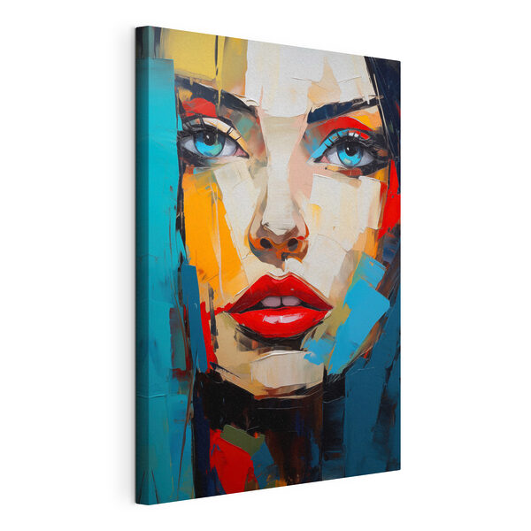 Canvas Schilderijen Schilderij van het gezicht van een vrouw