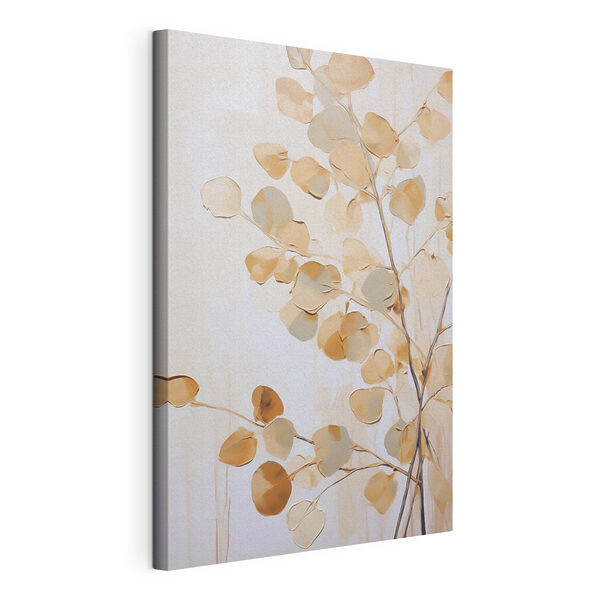 Canvas Schilderijen Schilderij van een tak met bladeren