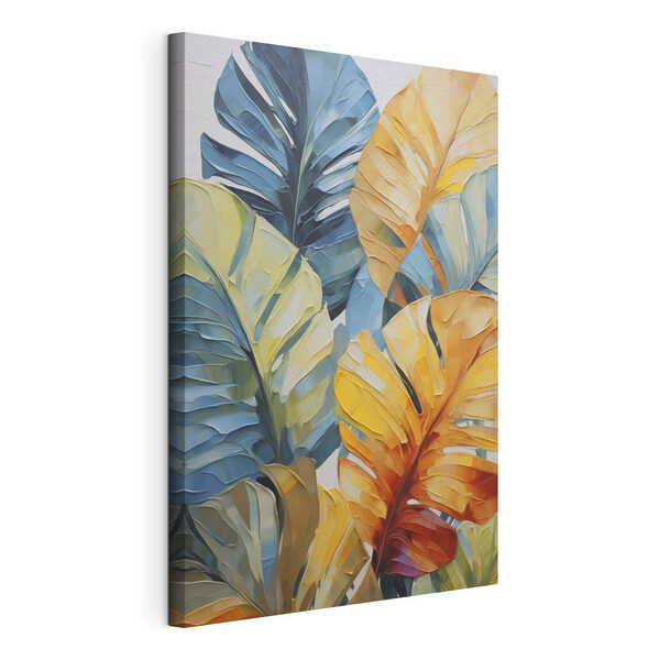 Schilderij van bladeren op een muur Canvas Schilderijen Schilderij van bladeren op een muur