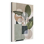 Canvas Schilderijen Plant met bladeren en geometrische vormen