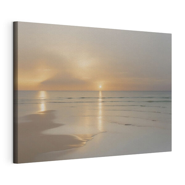 Zonsondergang boven een strand Canvas Schilderijen Zonsondergang boven een strand