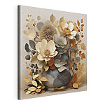 Canvas Schilderijen Vaas met bloemen en bladeren