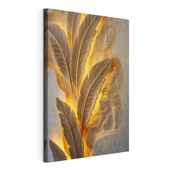 Canvas Schilderijen Een elegant bladmotief dat de muur accentueert