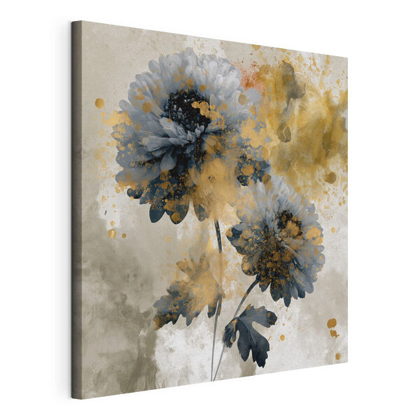 Canvas Schilderijen Bloemen met artistieke kleuraccenten
