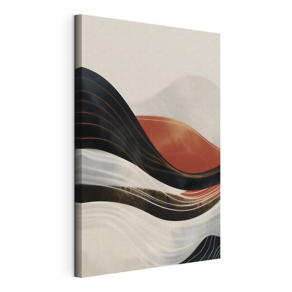 Canvas Schilderijen Zwart-witte golvende lijnen