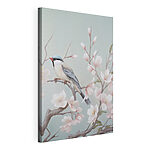 Canvas Schilderijen Vogel op een tak met bloemen