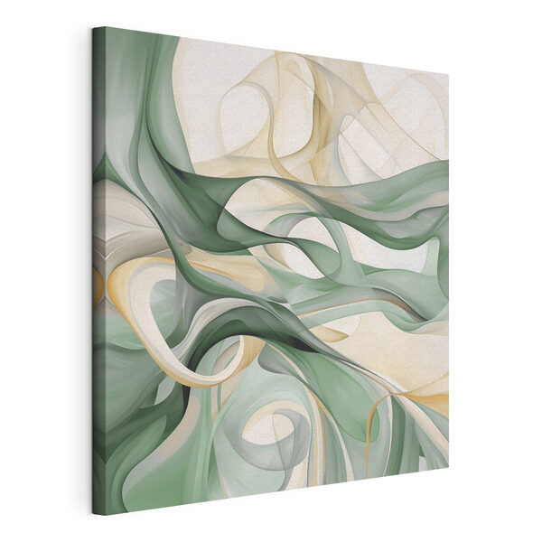 Groene en witte krullen Canvas Schilderijen Groene en witte krullen