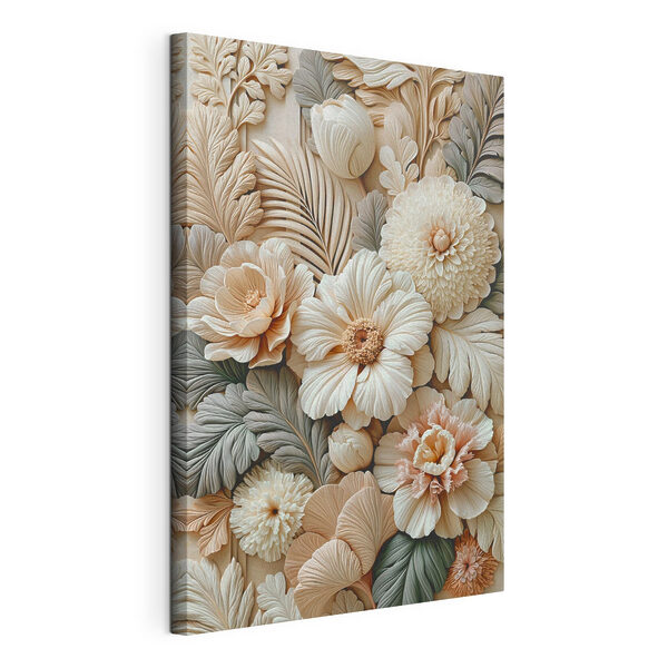 Groep bloemen en bladeren Canvas Schilderijen Groep bloemen en bladeren