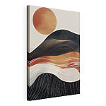 Canvas Schilderijen Schilderij van een berg met de zon erachter