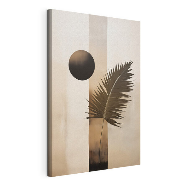 Een blad en een cirkel Canvas Schilderijen Een blad en een cirkel