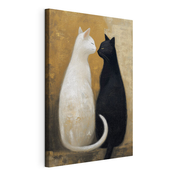 Zwarte en witte katten Canvas Schilderijen Zwarte en witte katten
