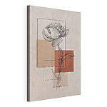 Canvas Schilderijen Bloem met een blad en vierkante vormen