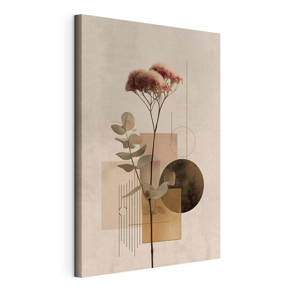 Plant met bladeren en cirkels Canvas Schilderijen Plant met bladeren en cirkels