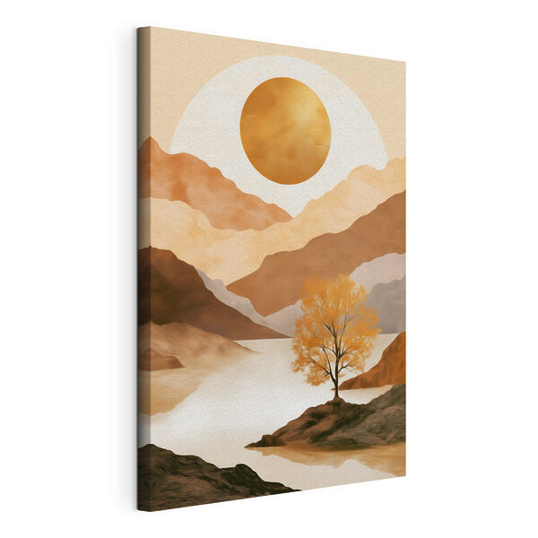 Boom aan de oever van een meer Canvas Schilderijen Boom aan de oever van een meer