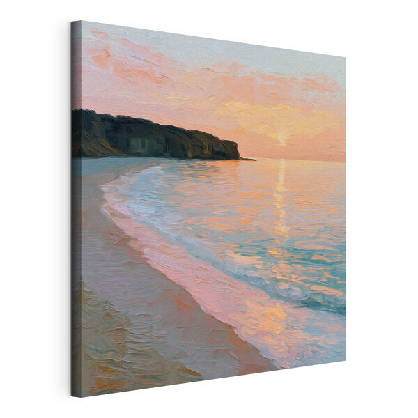 Strand met golven en kliffen Canvas Schilderijen Strand met golven en kliffen