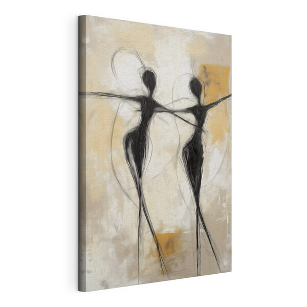 Zwart-wit schilderij van twee dansende vrouwen Canvas Schilderijen Zwart-wit schilderij van twee dansende vrouwen