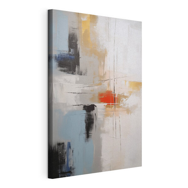 Canvas Schilderijen Schilderij van een witte muur met zwarte en rode verf