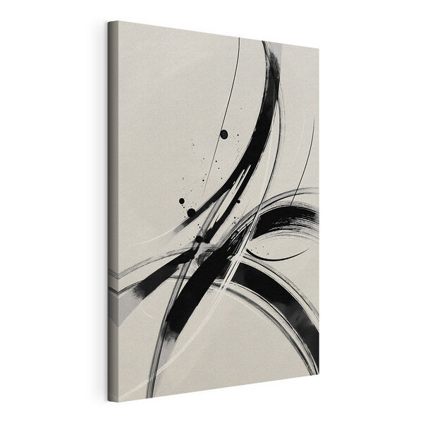 Zwart-witafbeelding van een wervelend patroon Canvas Schilderijen Zwart-witafbeelding van een wervelend patroon