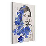 Canvas Schilderijen Vrouw met blauwe bloemen