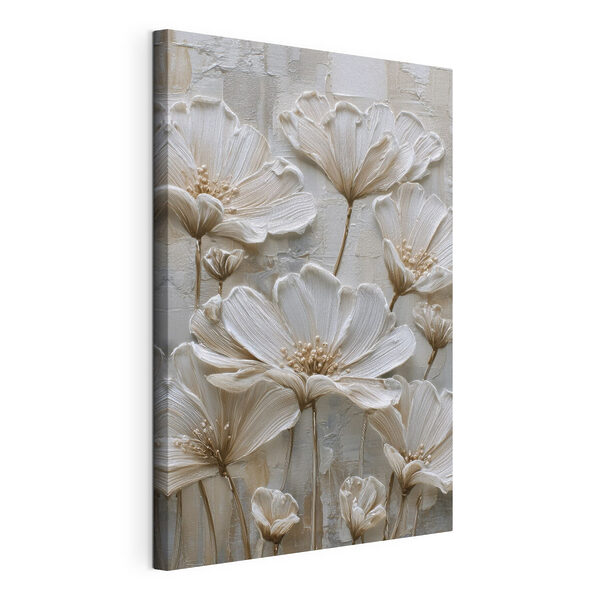 Canvas Schilderijen Bloeiende bloemen in zachte tinten