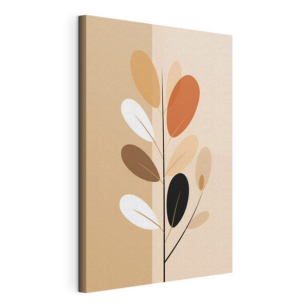 Canvas Schilderijen Bruine, witte en zwarte bladplant