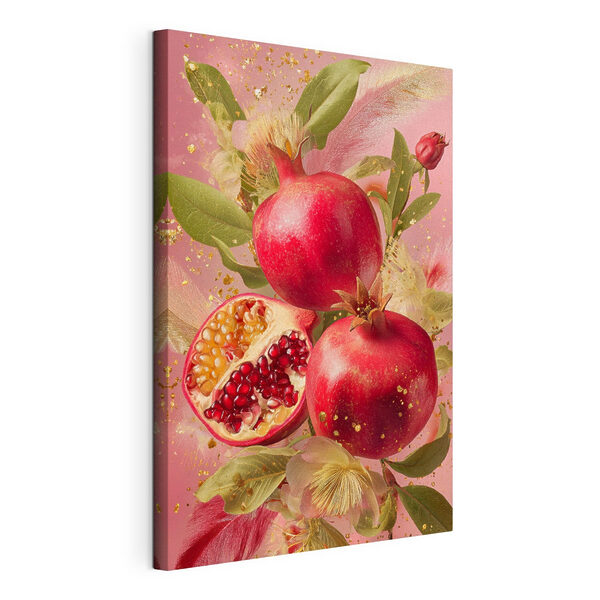 Granaatappel, in tweeën gesneden, met pitten Canvas Schilderijen Granaatappel, in tweeën gesneden, met pitten