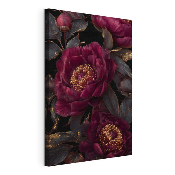 Prachtig bloemmotief op een donkere achtergrond Canvas Schilderijen Prachtig bloemmotief op een donkere achtergrond