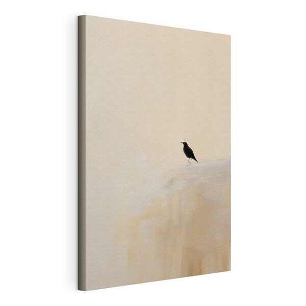 Canvas Schilderijen Vogel die op een besneeuwd oppervlak staat