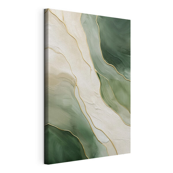 - Rustgevende tinten groen en crème Canvas Schilderijen - Rustgevende tinten groen en crème